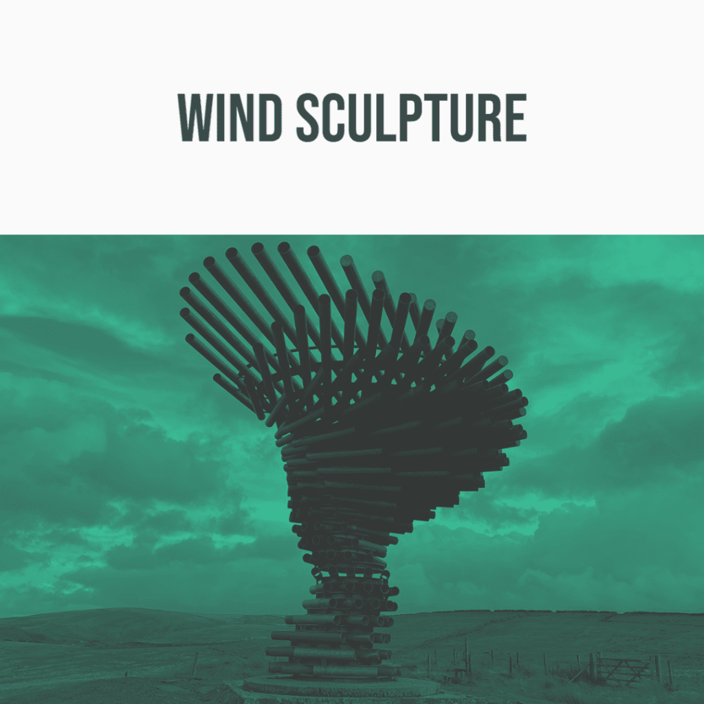 A sound effects library image on Sonniss: wind sculpture in nature, perfect for atmospheric sfx with stacked pipes.