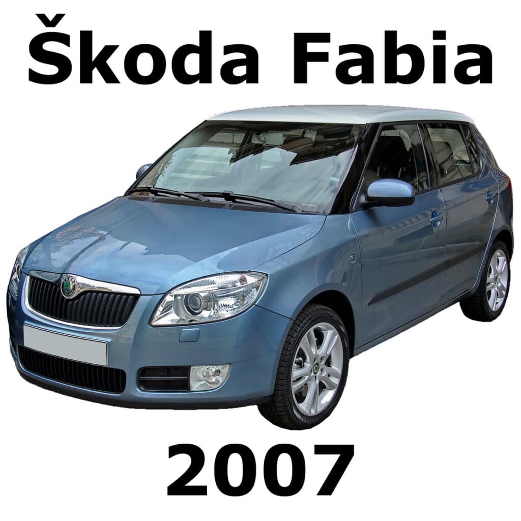 Front-left view of blue Skoda Fabia 2007, ideal for "sound library" searches; great for auto SFX audio enthusiasts.