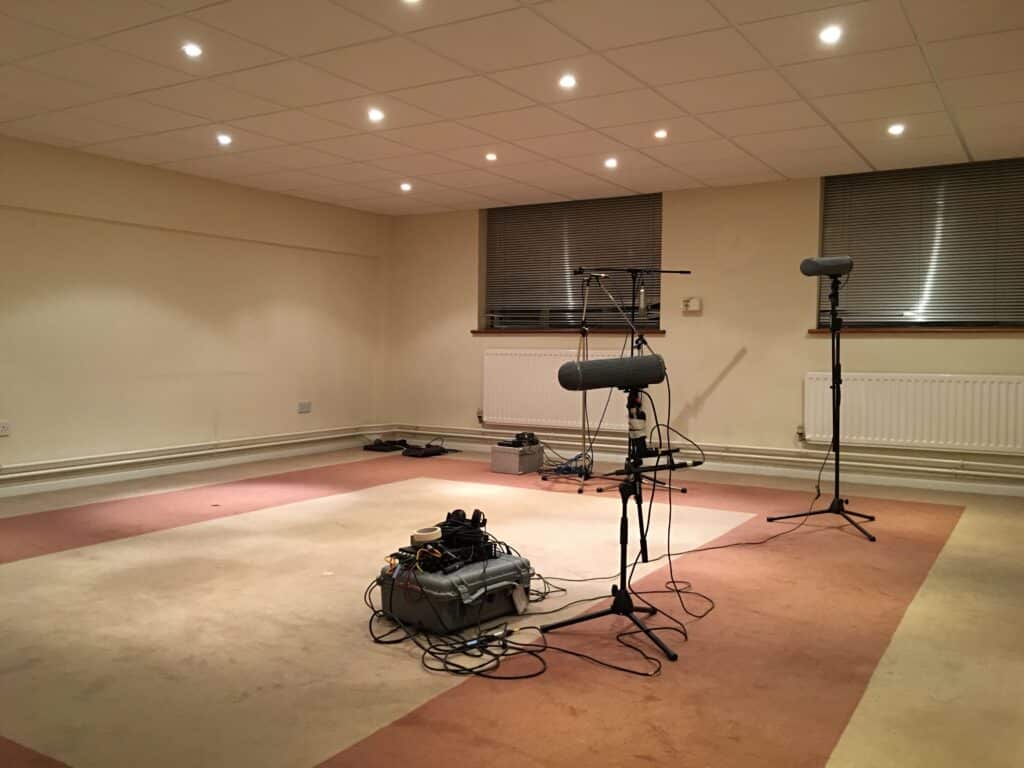 A mostly empty room for recording ambience in a professional sound effects library—ideal for pristine SFX capture on Sonniss.