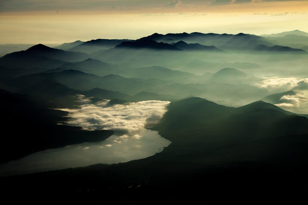 A sound effects library image on Sonniss: layered mountain ambiences, misty rivers, and hazy sunlight for immersive sfx.