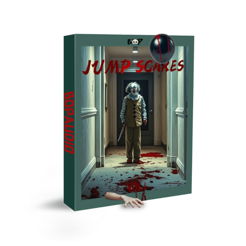 The image is of a chilling sound effects library on Sonniss, featuring horror SFX for jump scares and thriller atmospheres.