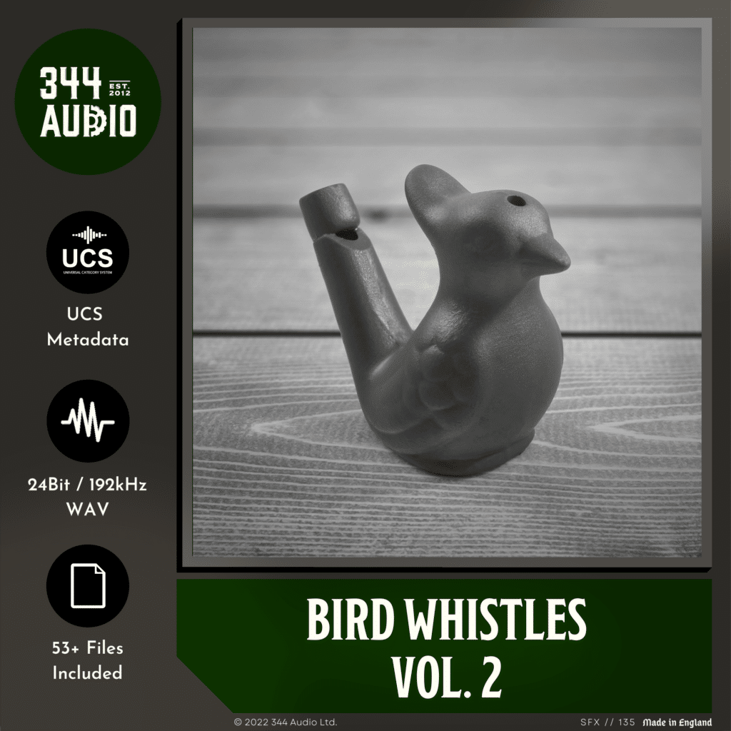 Spotlighting the "bird whistles vol. 2" in our sound effects library, this black and white image on Sonniss features a ceramic whistle.