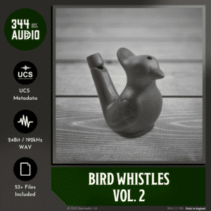 Spotlighting the "bird whistles vol. 2" in our sound effects library, this black and white image on Sonniss features a ceramic whistle.