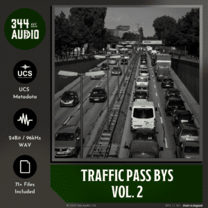 SFX Library represented in a monochrome image on Sonniss, showcasing road traffic sound effects