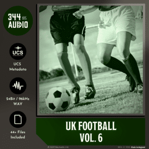 Two soccer players vying for the ball in "UK Football Vol. 6", an image from Sonniss's sound effects library.