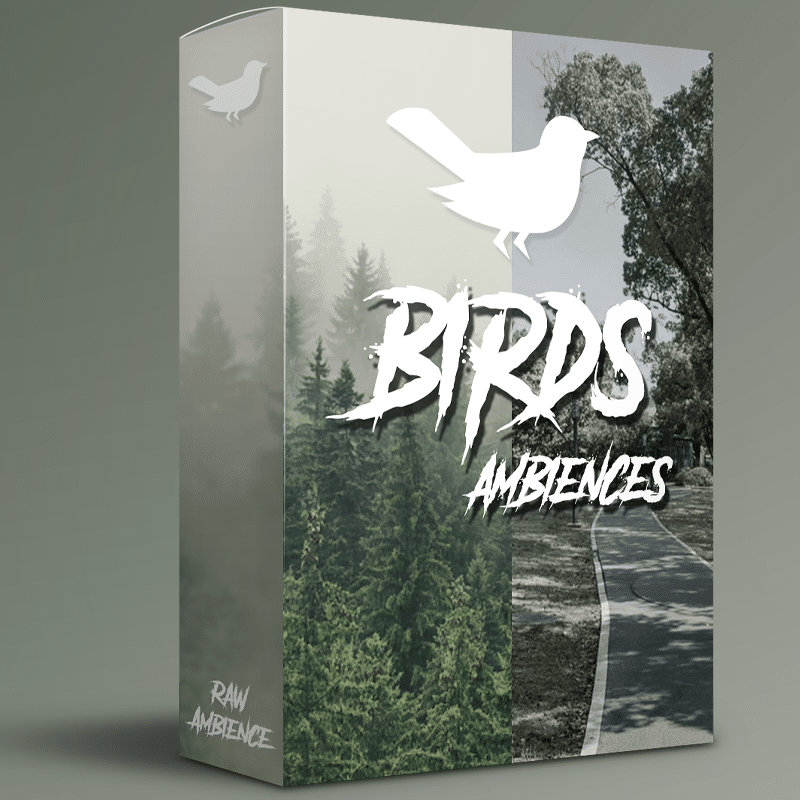 A sound effects library box on Sonniss featuring bird ambiences, forest soundscapes, and tree trail SFX for filmmakers.