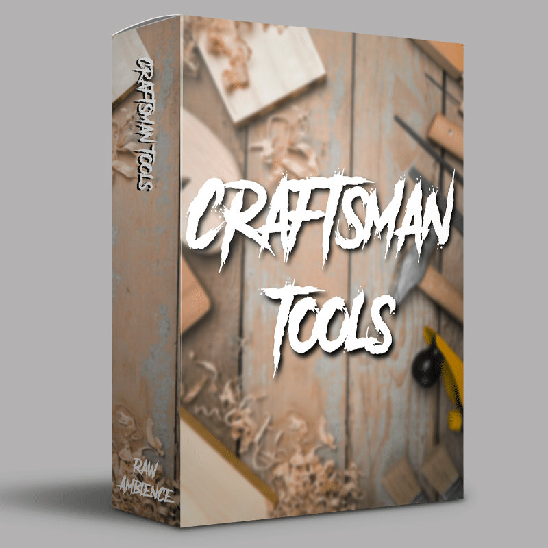 A sound effects library box for woodworking sfx features tools and wood shavings—perfect for crafting authentic audio.
