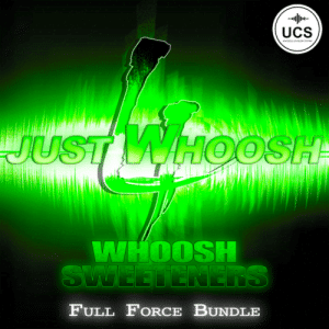 This image displays the just whoosh sweethearts full force bundle, which is part of the impressive sound effects library on Sonniss.