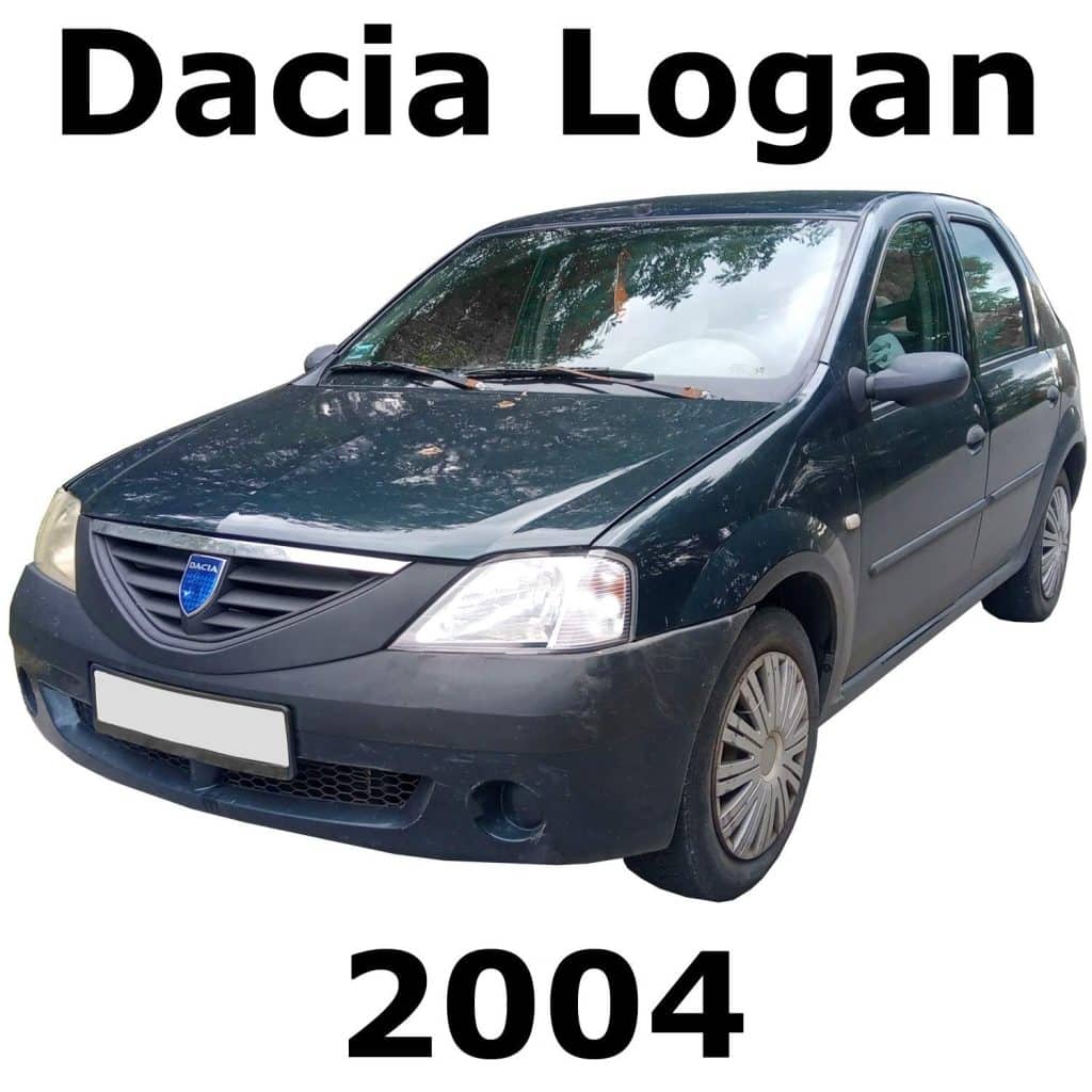 Sound Library: A black car with the words dacia logan 2004 on it.