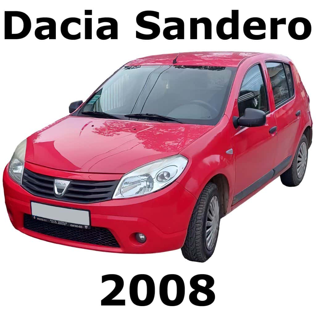The image depicts the sound effects library on Sonniss, represented visually as a red car with the words Dacia Sandero 2008 on it.