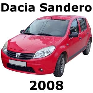 The image depicts the sound effects library on Sonniss, represented visually as a red car with the words Dacia Sandero 2008 on it.