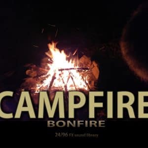 A campfire burns at night with sticks, perfect for a campfire crackle sound effects library on Sonniss.