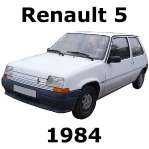 A white car with the word renault 5 on it.