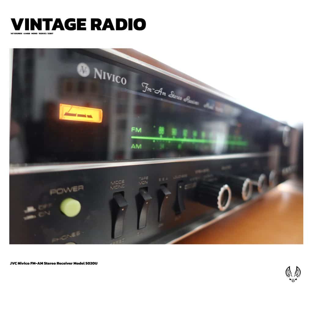 Close-up of vintage JVC Nivico stereo for retro audio equipment sound effects library on Sonniss.