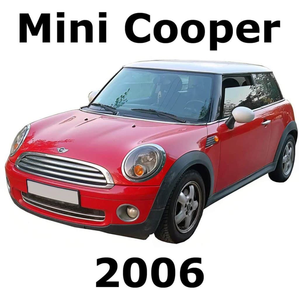 A red mini cooper is shown on a white background.