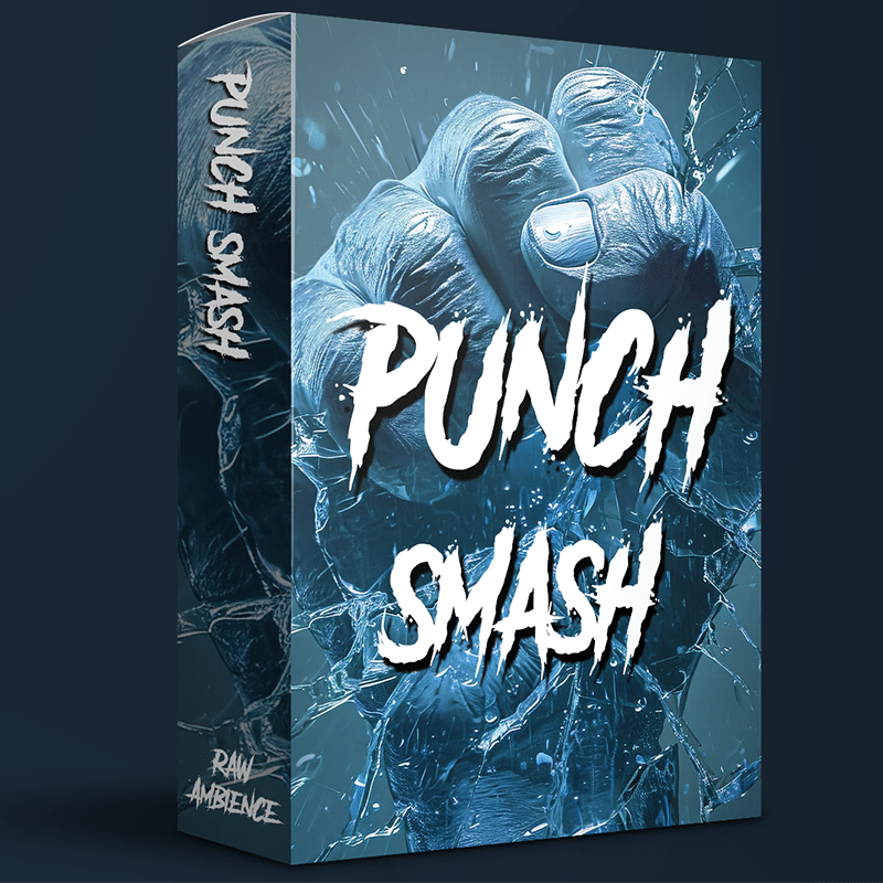 Image of a sound effects library box, "Punch Smash," featuring a fist shattering glass—ideal for action SFX needs on Sonniss.