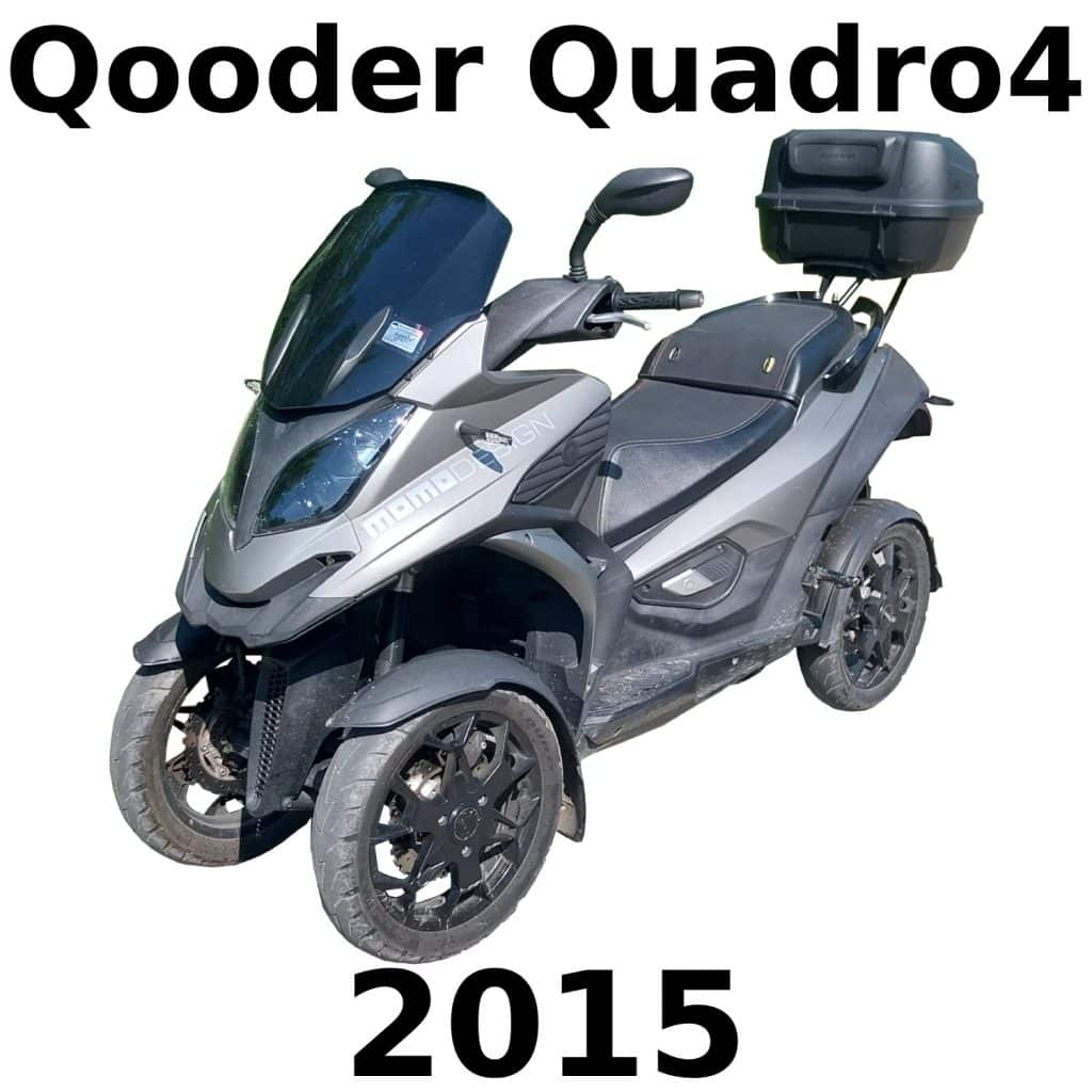 Front left view of 2015 Qooder Quadro4 for sfx library use—perfect scooter sound effects reference on Sonniss.