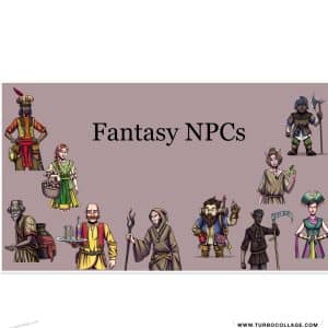 An sfx library cover image for fantasy NPC sound effects—merchants, farmers & villagers—on Sonniss.