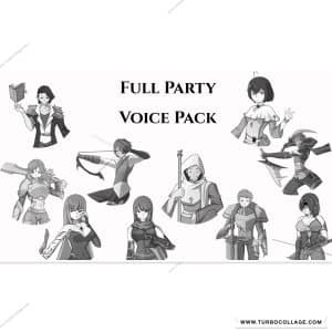 Image of a full party voice pack for sound effects library on Sonniss—fantasy characters for RPG game sfx needs.