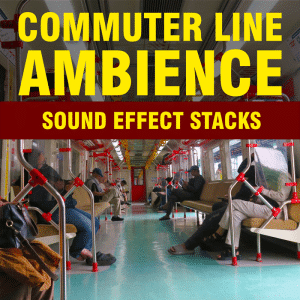 Interior of a commuter train with seated passengers; image for commuter train ambience sound effects library on Sonniss.