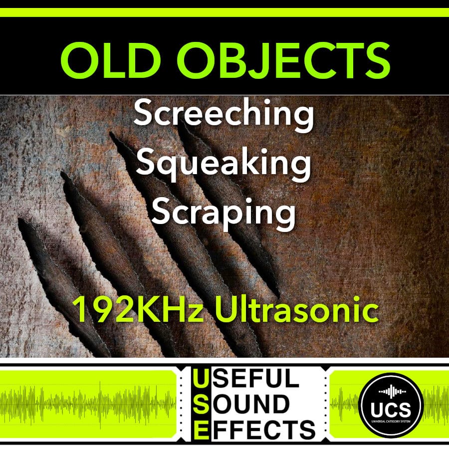 Cover image for an old objects sound effects library on Sonniss; claw marks, rusted metal, screeching, 192KHz ultrasonic sfx.