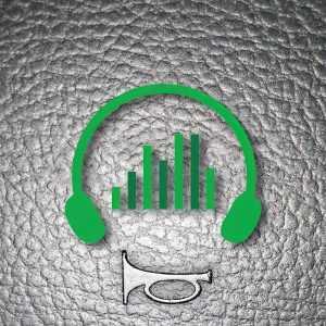 A green headphone icon with audio bars and a black trumpet, representing a sound effects library logo on Sonniss.