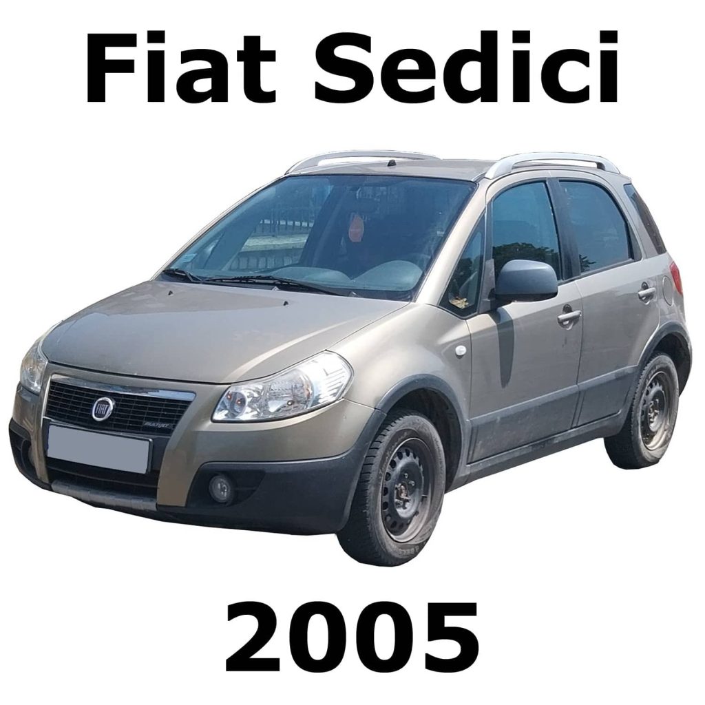 2005 Fiat Sedici compact SUV in metallic gray, front left view—car SFX library image for Sonniss sound effects resources.