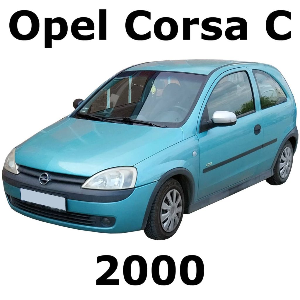 Image of a turquoise Opel Corsa C 2000, ideal for auto sound effects library cover art on Sonniss.