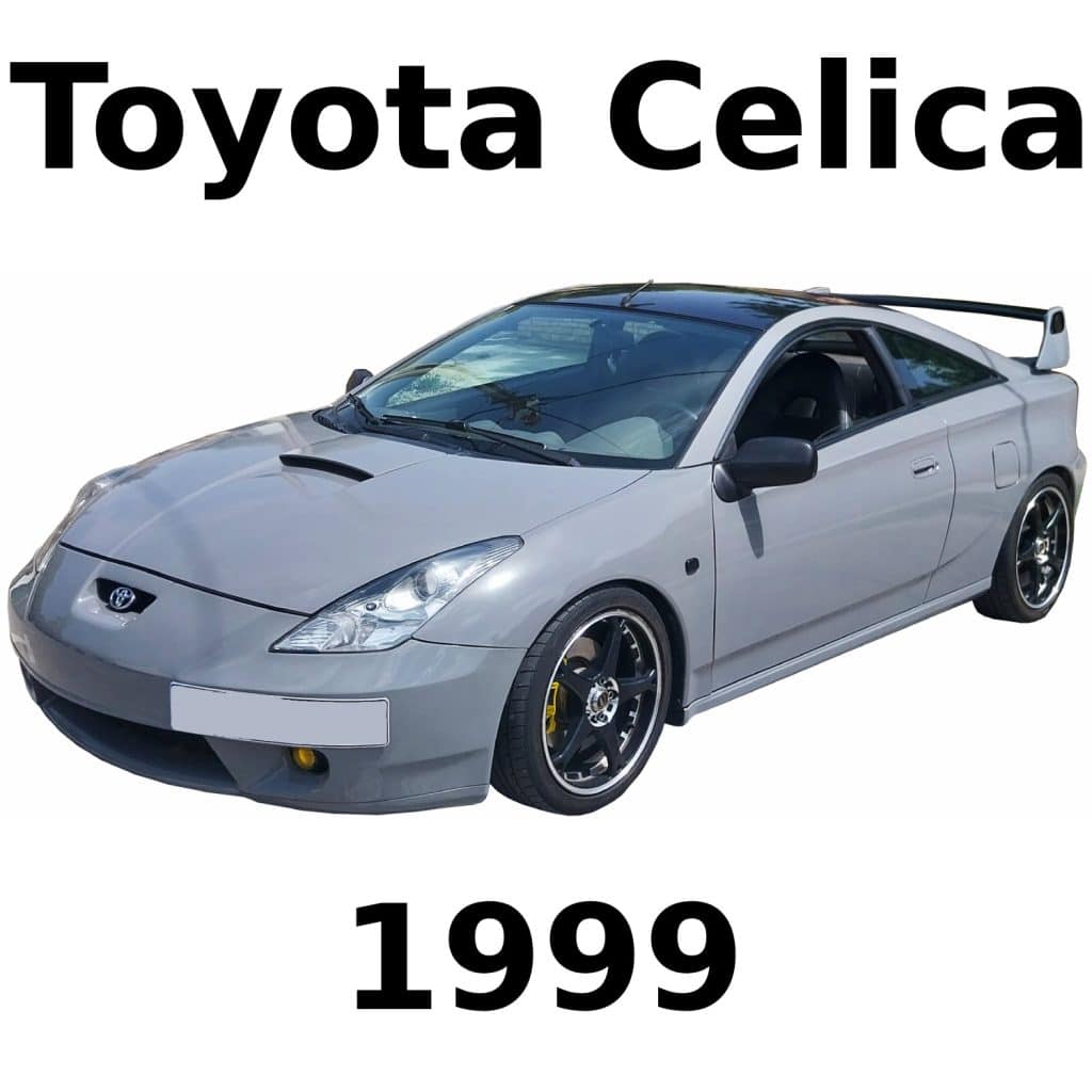 A grey 1999 Toyota Celica coupe with aftermarket wheels, rear spoiler—image for car engine sfx library on Sonniss.
