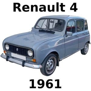 A light blue 1961 Renault 4 car, shown front left, image for vintage car sound effects library on Sonniss.