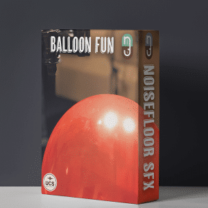 A product box for "Balloon Fun" on Sonniss highlights a red balloon, perfect for balloon pop sound effects library searches.