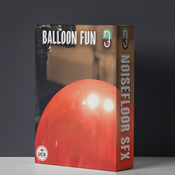 A product box for "Balloon Fun" on Sonniss highlights a red balloon, perfect for balloon pop sound effects library searches.