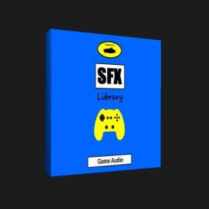 A blue box labeled "SFX Library" with a yellow game controller icon; image of a sound effects library for games on Sonniss.