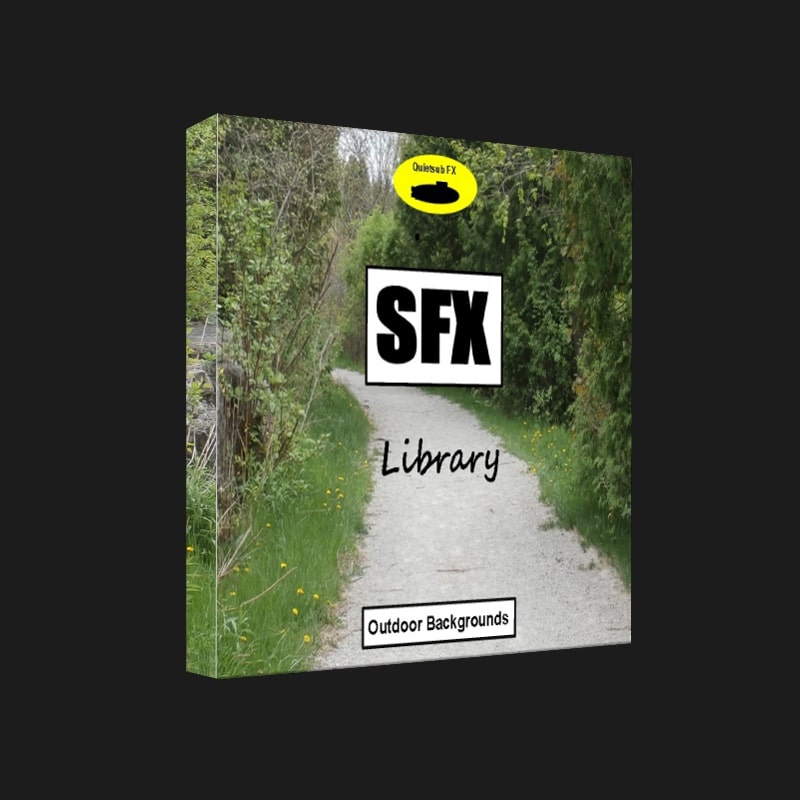 Image of an outdoor backgrounds sound effects library box on Sonniss, showing a gravel path with trees and greenery.