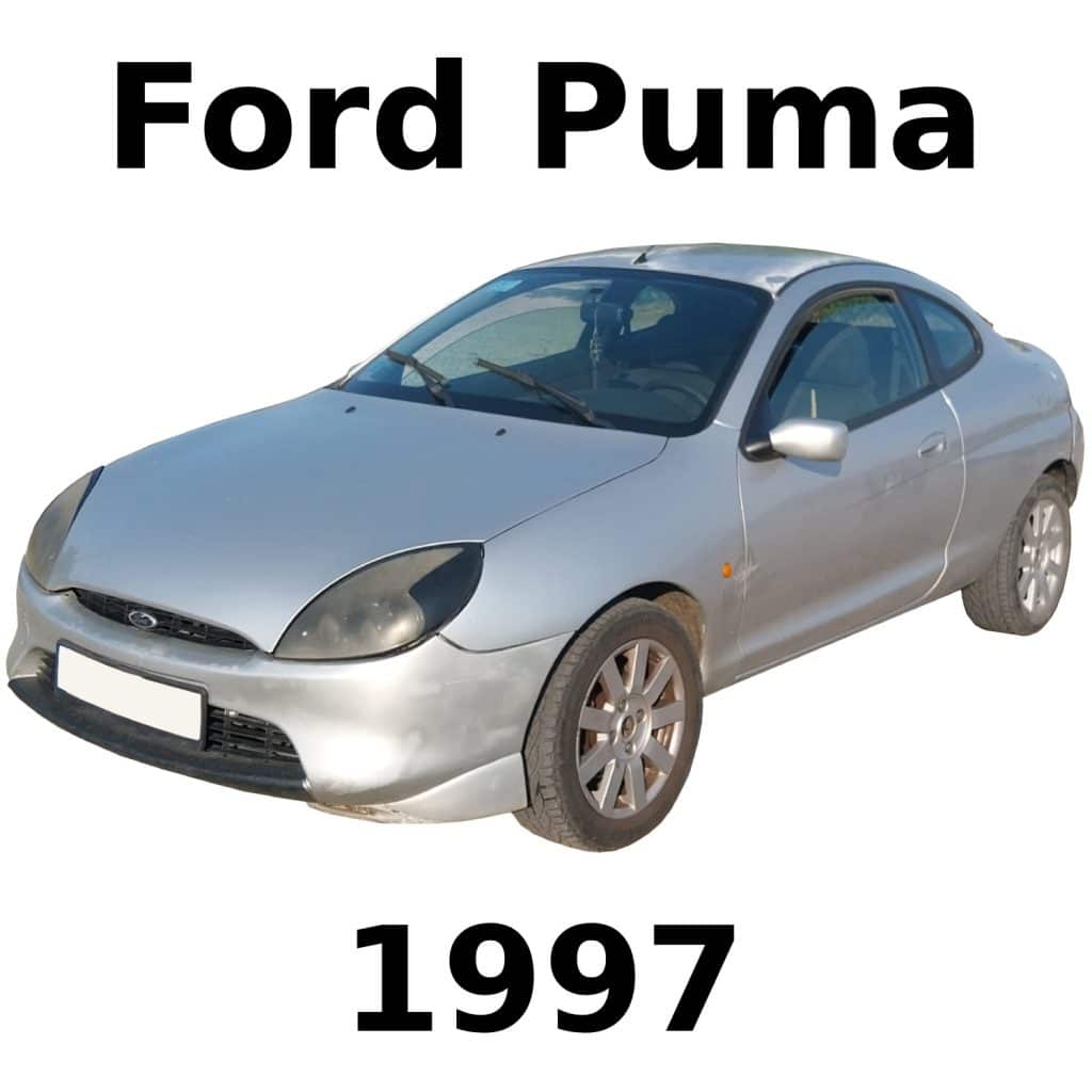 A silver 1997 Ford Puma coupe with slight wear for car engine sfx library on Sonniss. Text reads "Ford Puma 1997.