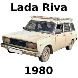 A beige 1980 Lada Riva station wagon, front left view—ideal for car sound effects library cover on Sonniss.