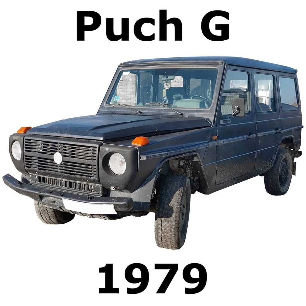 A black 1979 Puch G off-road vehicle for automotive sfx library on Sonniss, with "Puch G 1979" text above and below.