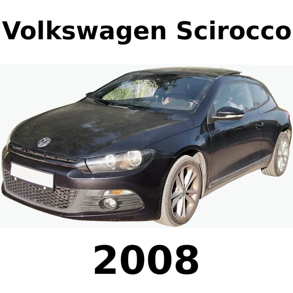 Black 2008 Volkswagen Scirocco hatchback for automotive SFX library on Sonniss, front-left angle, white background.