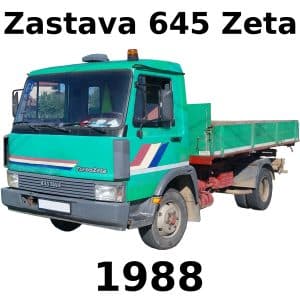 Image of a green 1988 Zastava 645 truck for vehicle engine sound effects library on Sonniss, with blue roof light visible.