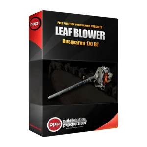 A product box displays "Leaf Blower" by Pole Position Production, shown as a leaf blower sfx library on Sonniss.