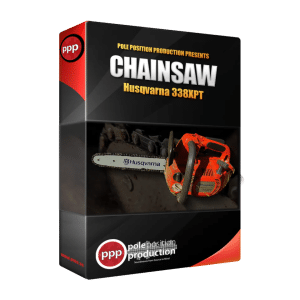 Product packaging for Small Chainsaw Sound Effects Library by Pole Position Production, displayed on Sonniss.