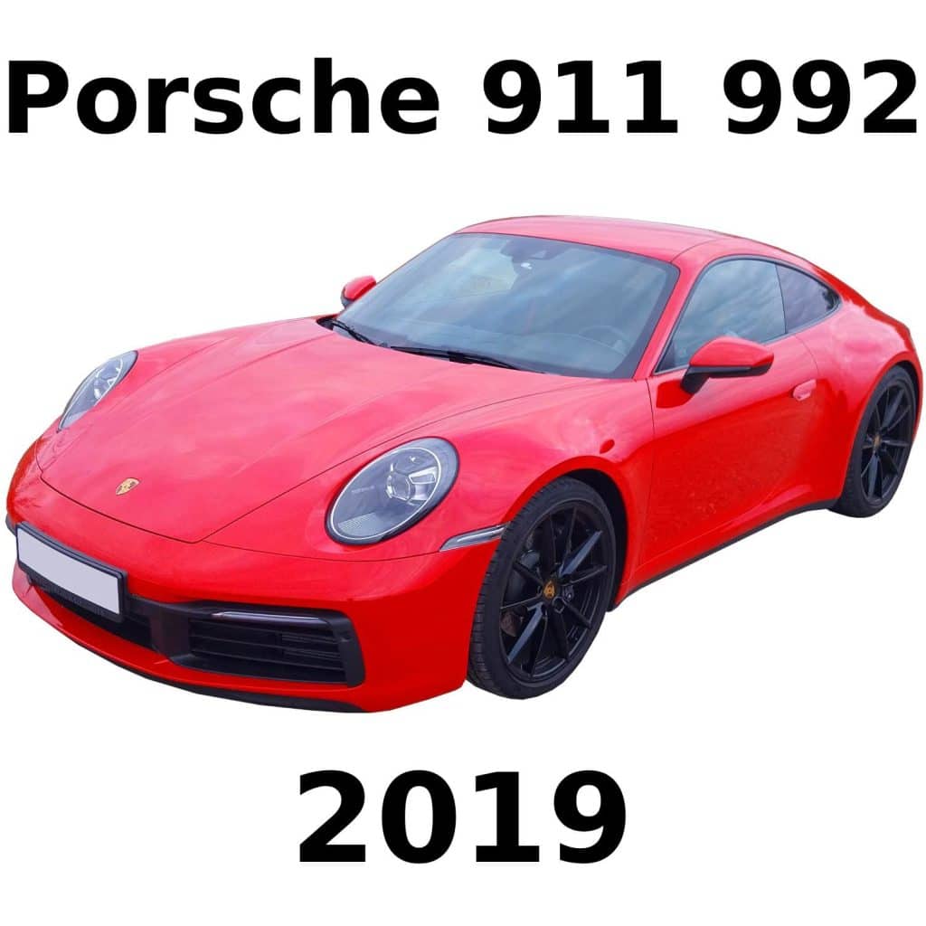 A red Porsche 911 992 for a car sound effects library on Sonniss, "Porsche 911 992" above and "2019" below the car.