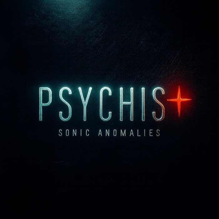 The word “PSYCHIS” appears in glowing text, with a red star replacing the dot above the “I.” Below, smaller text reads “SONIC ANOMALIES.” The background is dark and textured.