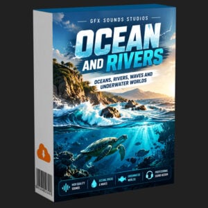 Ocean and River Ambiences - Water Sounds for Beaches, Waves, Underwater, Harbors & Nature product box showing sea turtle.