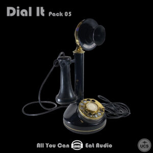 DIAL IT_Pack 05 antique black and gold candlestick telephone features a rotary dial and a detached handset.
