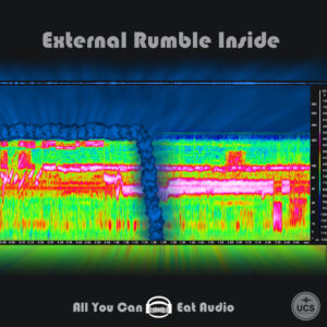 External Rumble Inside spectrogram shows a horizontal sound frequency layer interrupted by a vertical dark blue noise column.