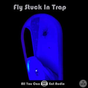 A Fly Stuck In Trap rests on the surface of a blue illuminated insect trap.