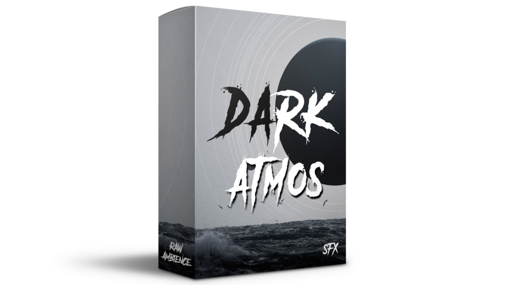 Product box for Dark Atmos showing an illustration of a dark planet above a stormy sea.