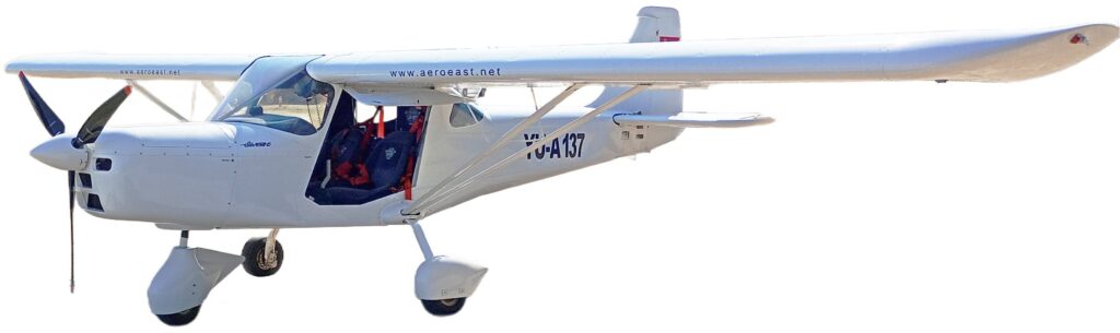 White Aero East Europe Sila 450C light aircraft with the registration YU-A137 visible on the fuselage.