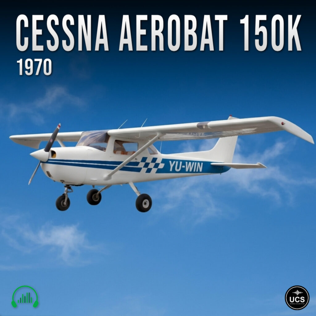 1970 Cessna Aerobat 150K single-engine airplane in flight against a blue sky.